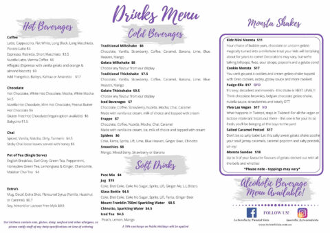 La Sorella Drinks Menu | Twisted Sista